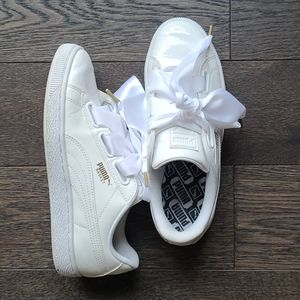 Puma Heart Basket white patent shoe